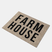 Paillasson Ferme lettrage noir toile de jute rustique (Incliné)