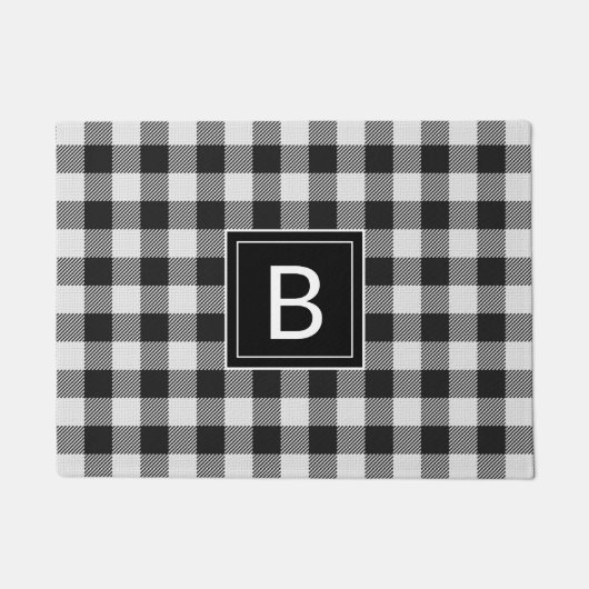 Paillasson Ferme moderne Buffle noir Plaid Monogramme (Devant)