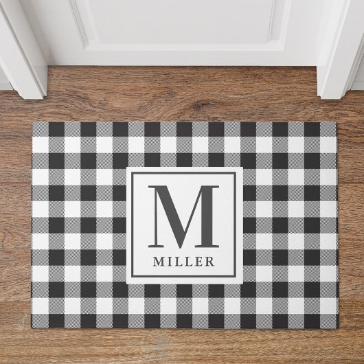 Paillasson Ferme moderne Buffle noir Plaid Monogramme