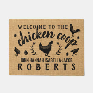Paillasson Ferme rustique de pays de toile de jute de poule