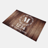 Paillasson Ferme rustique Wreath Grange en bois Monogramme Po (Incliné)