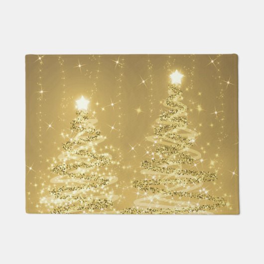Paillasson Festif Noël étincelant arbres Or (Devant)