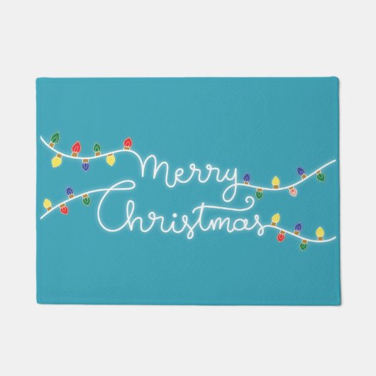 Paillasson Festif Turquoise Joyeux Noël Porte Mat (Devant)