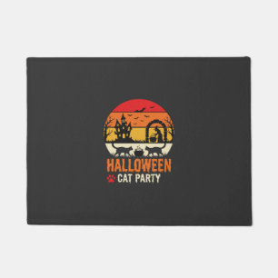 Paillasson Fête de chat d'Halloween Sorcière Chaudron Silhoue