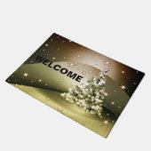 Paillasson Fête de Noël Arbre d'Or brillant Étincelles (Incliné)