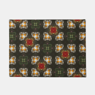 Paillasson Fête de Noël croix rouge marguerites abstraites