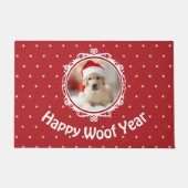 Paillasson Fête de Noël de l'Amoureux des chiens 'Happy Woof  (Devant)