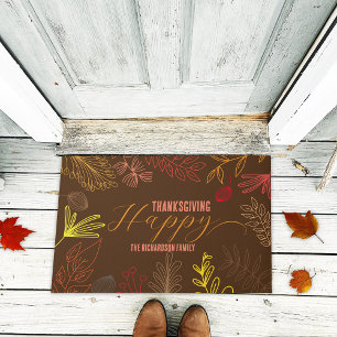 Paillasson Fête de Thanksgiving Familiale Feuillage d'Automne