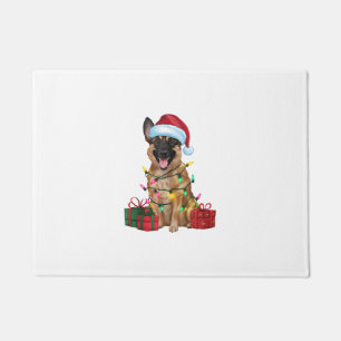 Paillasson Feu de Noël Santa Hat Chien belge Malinois Chris