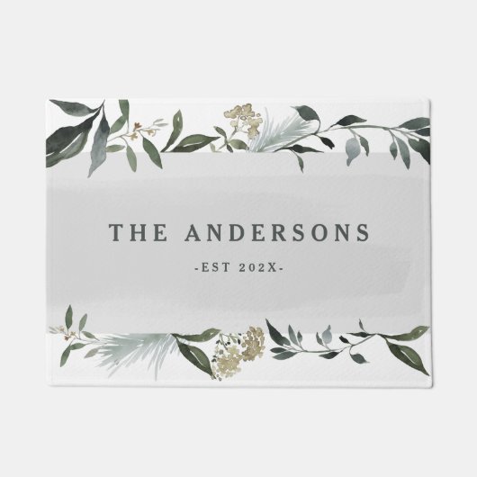 Paillasson Feuillage d'aquarelle de moutarde et d'olive perso (Devant)