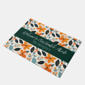 Paillasson Feuillage et fleurs orange et bleu Personnalisé (Incliné)