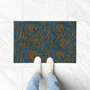 Paillasson Feuille botanique d'acanthe de style sarcelle Will