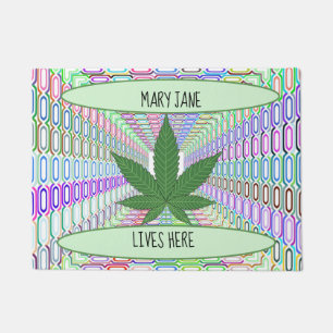 Paillasson Feuille de mauvaises herbes Mary Jane vit ici mat