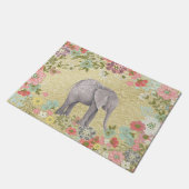 Paillasson Feuille d'or florale de cadre d'éléphant chic (Incliné)