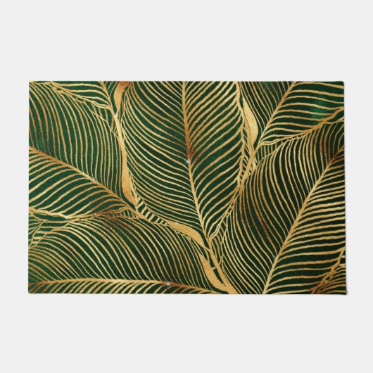Paillasson Feuille d'or Forêt verte Élégant Motif (Devant)