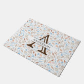Paillasson Feuilles bleus et Brown | Monogram Fall Door Mat (Incliné)