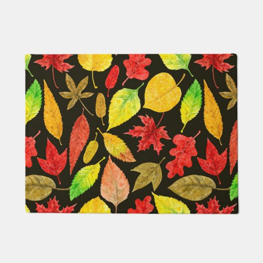 Paillasson Feuilles d'automne aquarelle foncée (Devant)