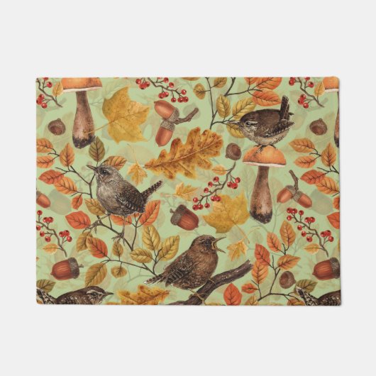 Paillasson Feuilles d'automne, baies, champignons et fleurs (Devant)