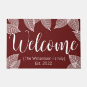 Paillasson Feuilles d'automne de Bourgogne Script de bienvenu (Devant)