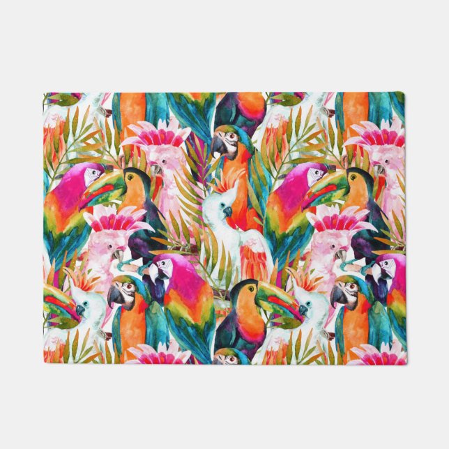 Paillasson Feuilles de perroquets et palmiers (Devant)