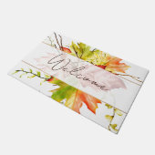 Paillasson Feuilles d'érable d'automne avec bienvenue (Incliné)