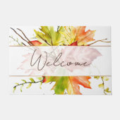 Paillasson Feuilles d'érable d'automne avec bienvenue (Devant)