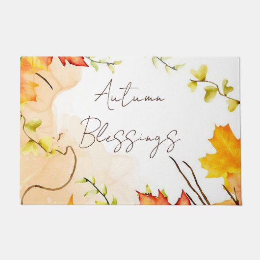 Paillasson Feuilles d'érable d'automne avec texte personnalis (Devant)
