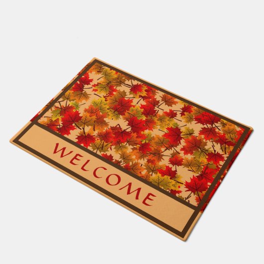 Paillasson Feuilles d'érable d'automne - Bienvenue (Incliné)