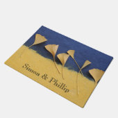 Paillasson feuilles Ginkgo sur papier fait main (Incliné)