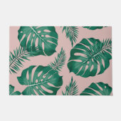 Paillasson Feuilles Pink & Green Palm sans couture Motif (Devant)