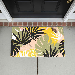 Paillasson Feuilles Tropicales Abstraites Modernes & Points