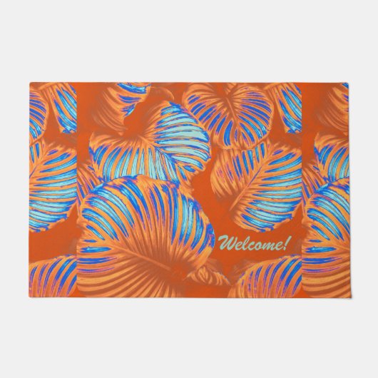 Paillasson Feuilles tropicaux d'Orange brûlés (Devant)