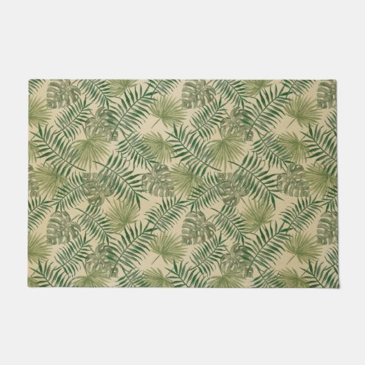 Paillasson Feuilles Vertes Crème Tropicale (Devant)