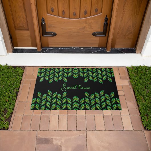Paillasson Feuilles verts néon - art fractal, coutume (De plein air)