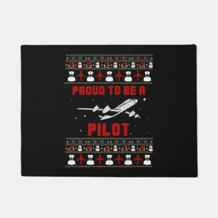 Paillasson Fier Noël du pilote avec avion et neige