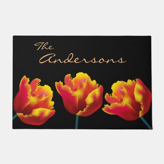 Paillasson Fiery Orange Parrot Tulips Personnalisé (Devant)