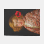 Paillasson Fille avec une fleur rouge dans ses cheveux (Devant)