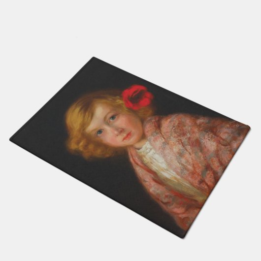 Paillasson Fille avec une fleur rouge dans ses cheveux (Incliné)