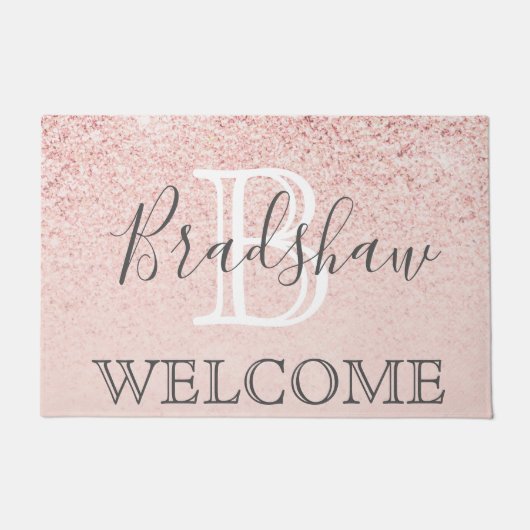 Paillasson Fille Rose Parties scintillant or étincelles Nom d (Devant)
