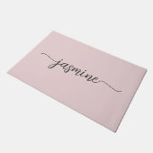 Paillasson Fille Simple Blush rose Personnalisé Nom Monogramm (Incliné)