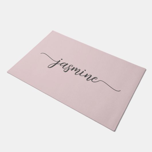 Paillasson Fille Simple Blush rose Personnalisé Nom Monogramm (Incliné)