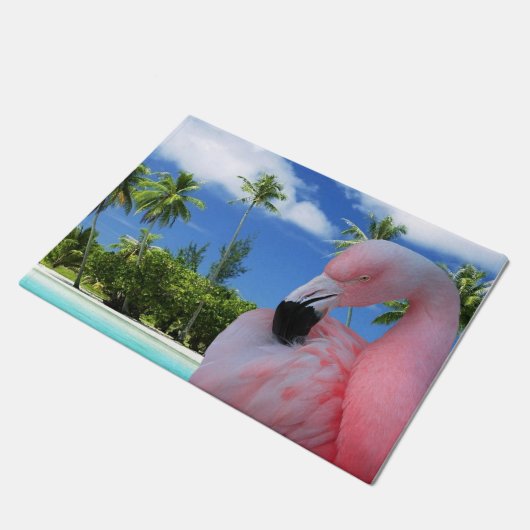 Paillasson Flamant rose et plage (Incliné)