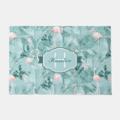 Paillasson Flamant rose Orchidée Tropical Motif Turquoise ID8 (Devant)