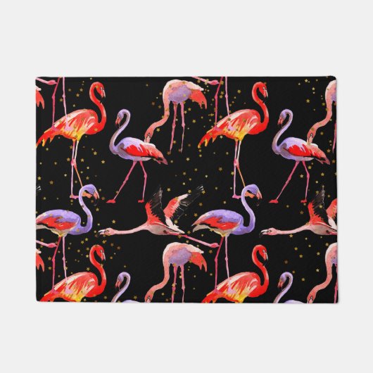Paillasson Flamant rose Porte Mat Oiseaux colorés (Devant)