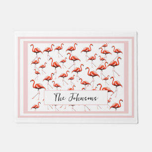 Paillasson Flamant rose rose Design personnalisé Nom de famil