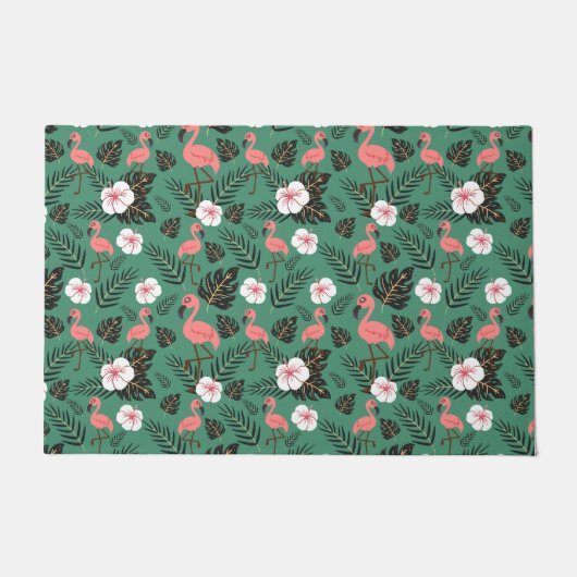Paillasson Flamant rose rose motif transparent sur arrière -  (Devant)