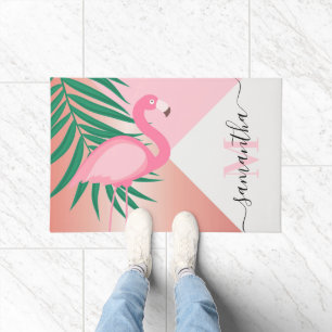 Paillasson Flamant rose rose tropical