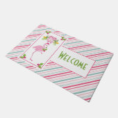 Paillasson Flamant rose rose Tropical Bienvenue de Noël (Incliné)
