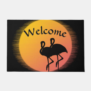 Paillasson Flamant rose Sunset Welcome Mat