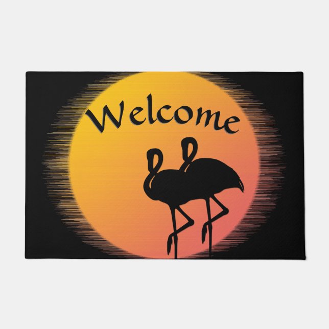 Paillasson Flamant rose Sunset Welcome Mat (Devant)